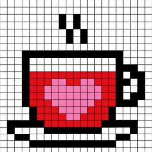 valentines coffee cup perler bead art
